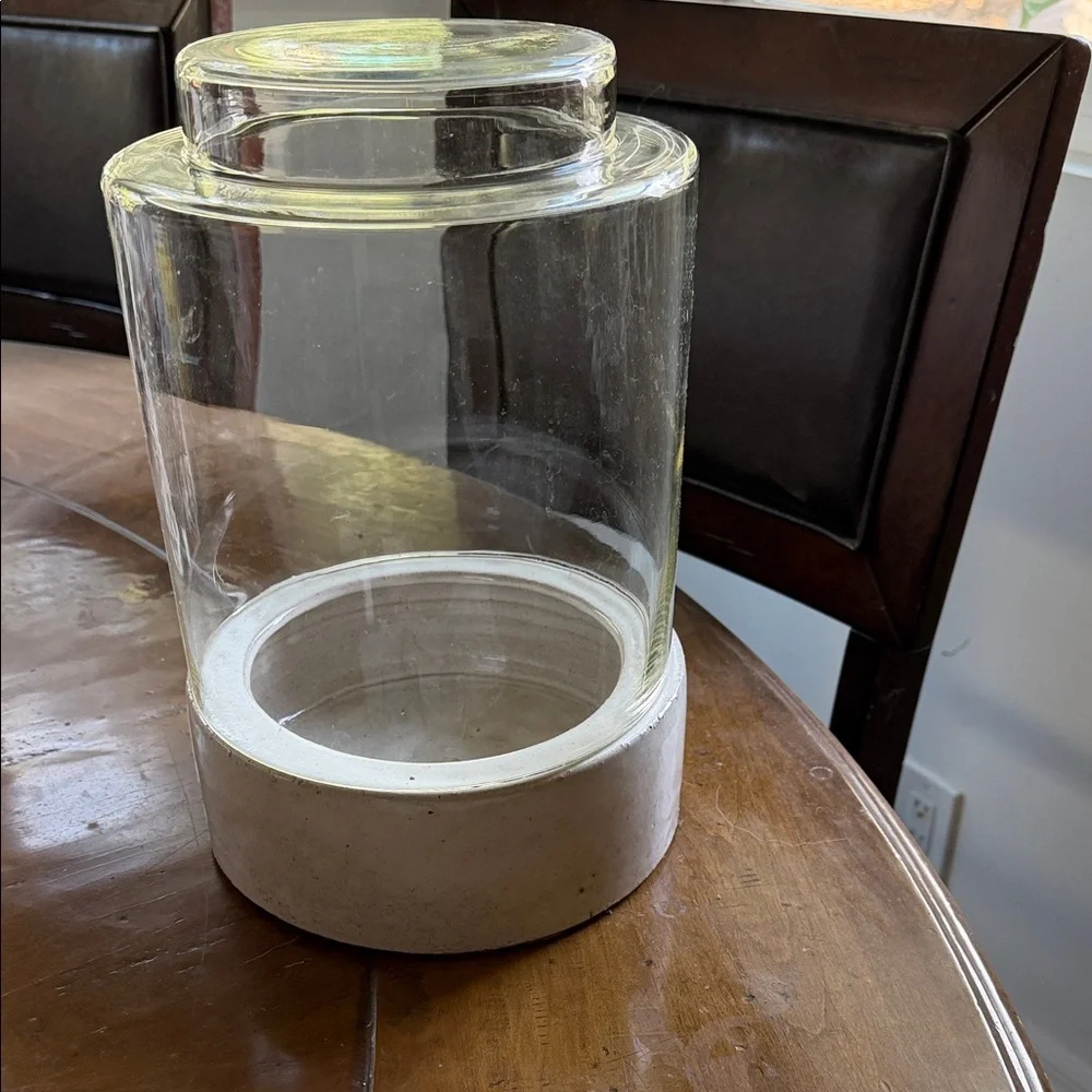 West Elm Glass and White Ceramic Base Candle Holder